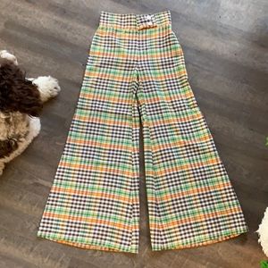 Vintage plaid wide leg/bell bottoms